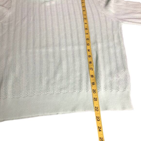 J. Crew Mint Green Sweater Womens M Ruffle Mock Neck Pointelle Knit Pullover NWT - Picture 6 of 9